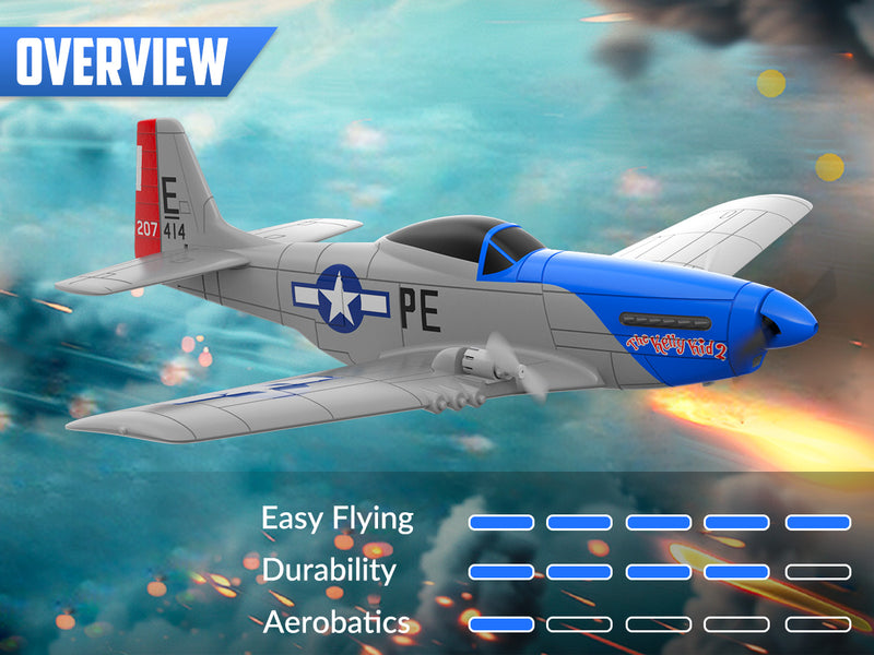 VOLANTEXRC P51D Mustang (RTF) 2CH 400mm Pour enfant débutant (15.7'') 76203