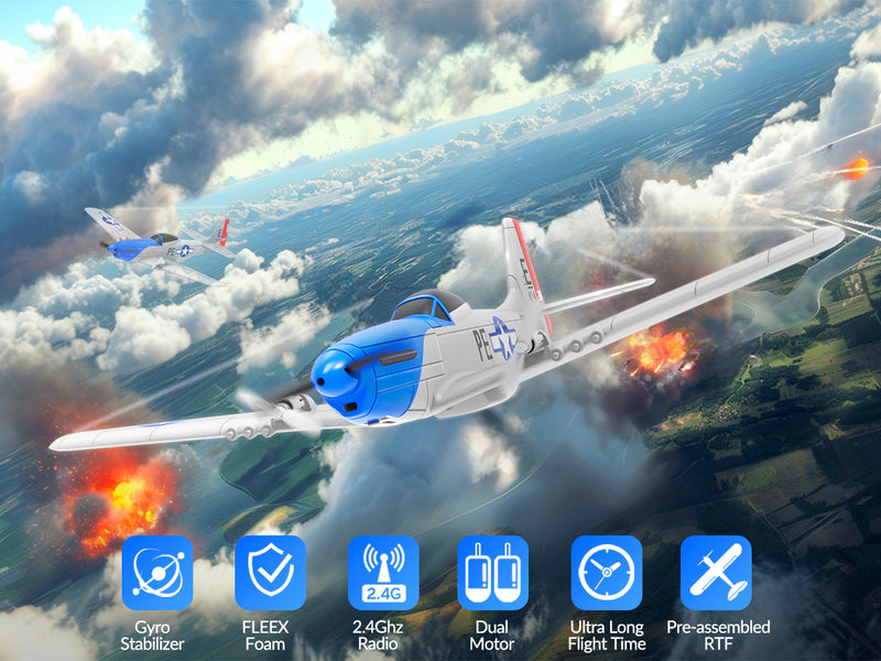 VOLANTEXRC P51D Mustang (RTF) 2CH 400mm Pour enfant débutant (15.7'') 76203