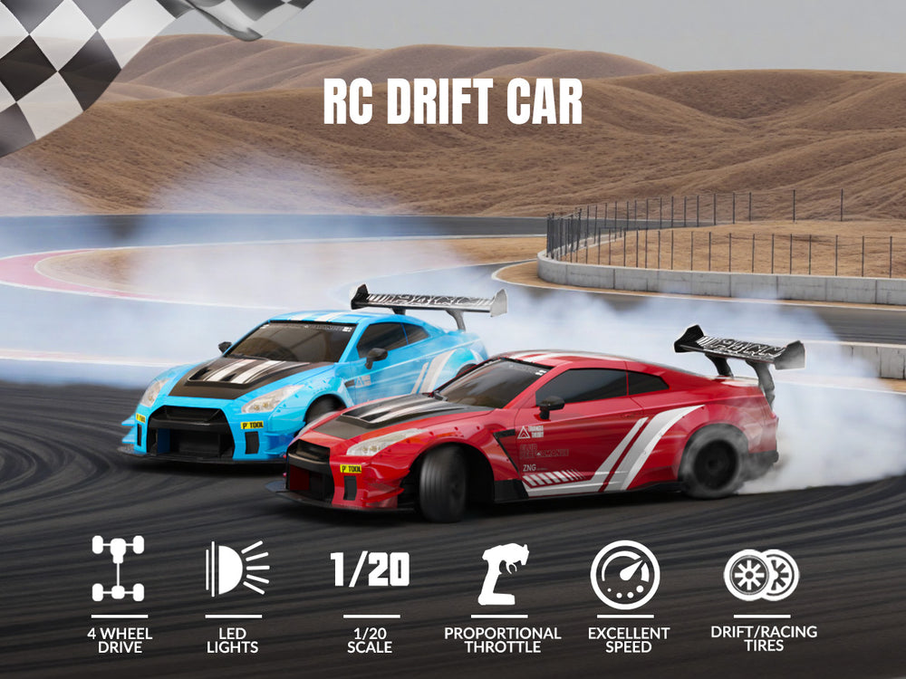 RACENT 1/20 4WD RC Drift Car - Mist Exhaust & Proportional (RED)