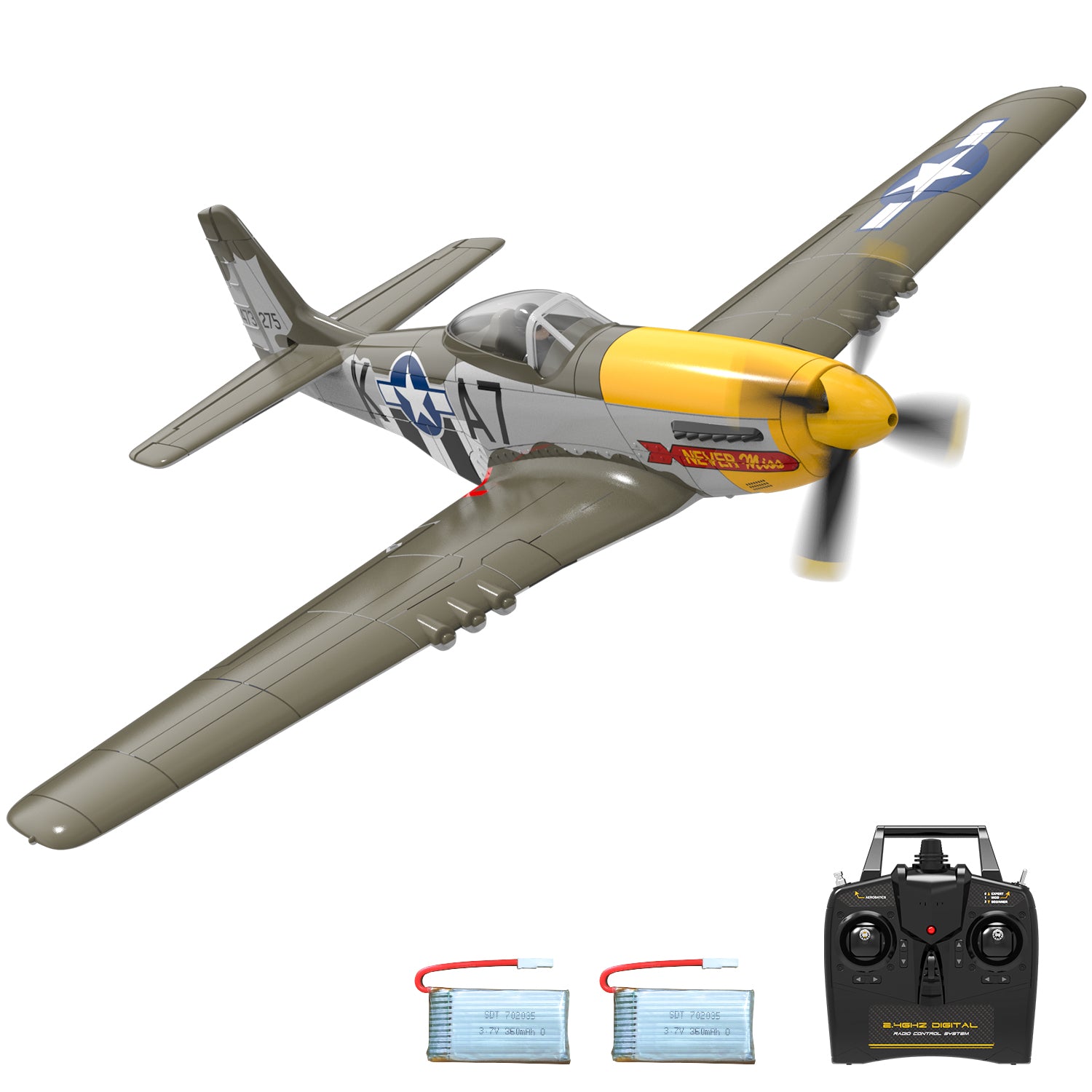 VOLANTEXRC 500MM Brushless Mustang P51 RC Warbird Airplane with Gyro Stabilizer 76802-EXHOBBY LIMITED.