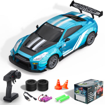Race 1:20 RC Drift Car 4wd, lumière LED, 2 batteries bleues