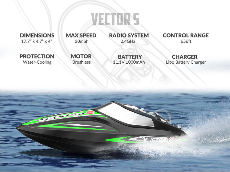 VOLANTEXRC Vector S Bateau RC à grande vitesse avec fonction de redressement automatique et d'inversion pour piscine et lac (797-4 Noir)