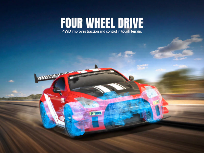 Race 1:20 RC Drift Car 4wd, 2 batteries, double moteur rouge