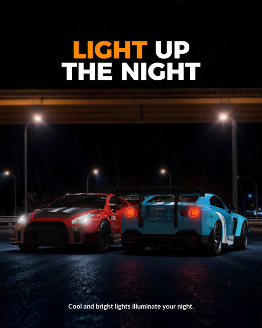 Race 1:20 RC Drift Car 4wd, lumière LED, 2 batteries bleues