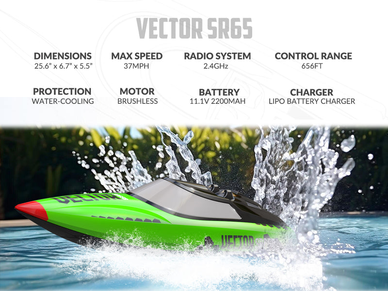 VectorSR65B High-Speed Brushless RC Boat 37MPH Self-righting Reverse RTR