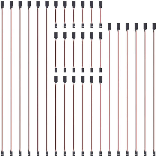 30-Piece Male to Female Servo Extension Cable Set 5 Sizes