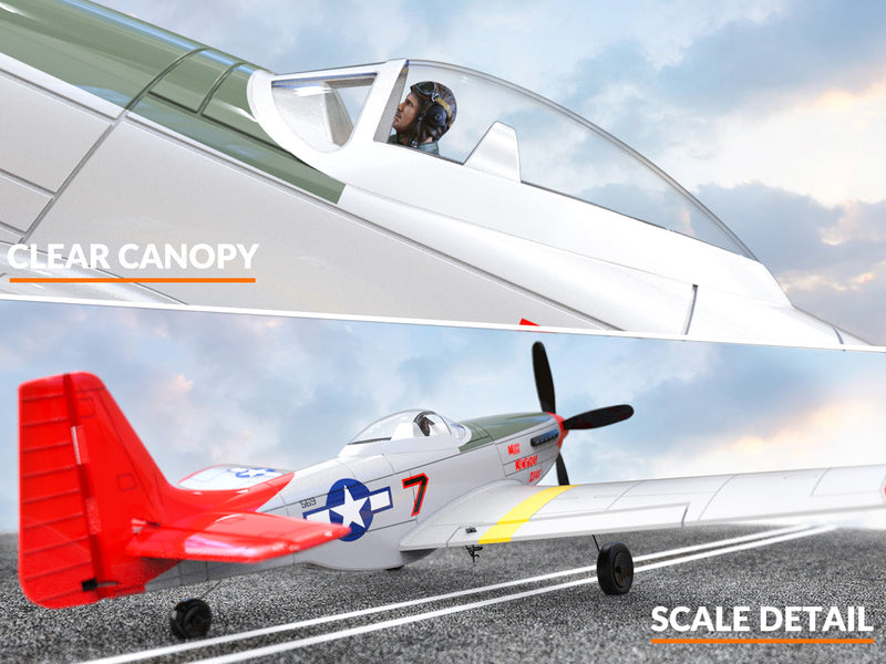 VOLANTEXRC Mustang P51 Red(RTF) 4CH 400mm For Beginner (15.7'') 76105