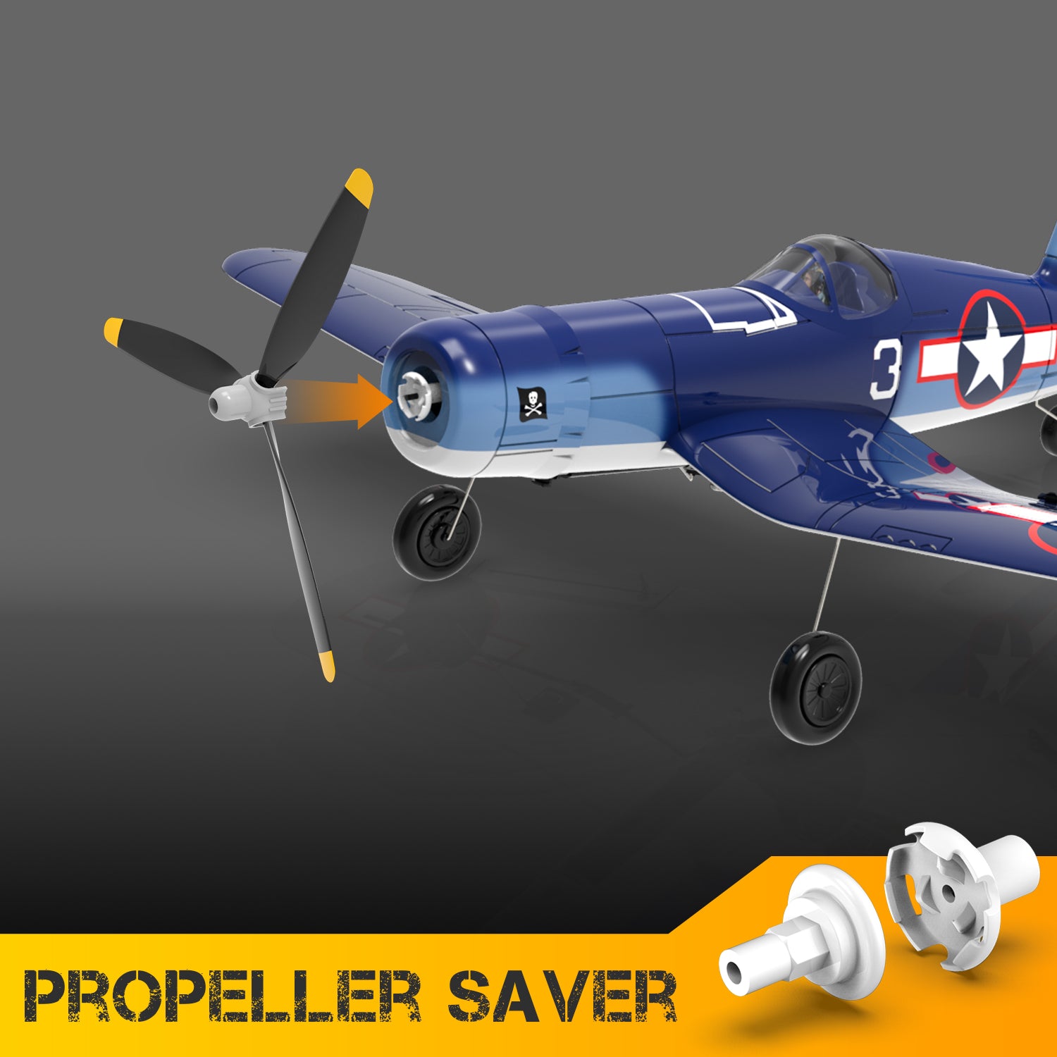 Corsair RC Warbird model plane flying in the air - perfect gift for aviation enthusiasts