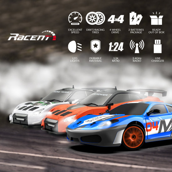 RACENT Drift King: 1:24 4WD RC, 10MPH, LED Lights-EXHOBBY LIMITED.