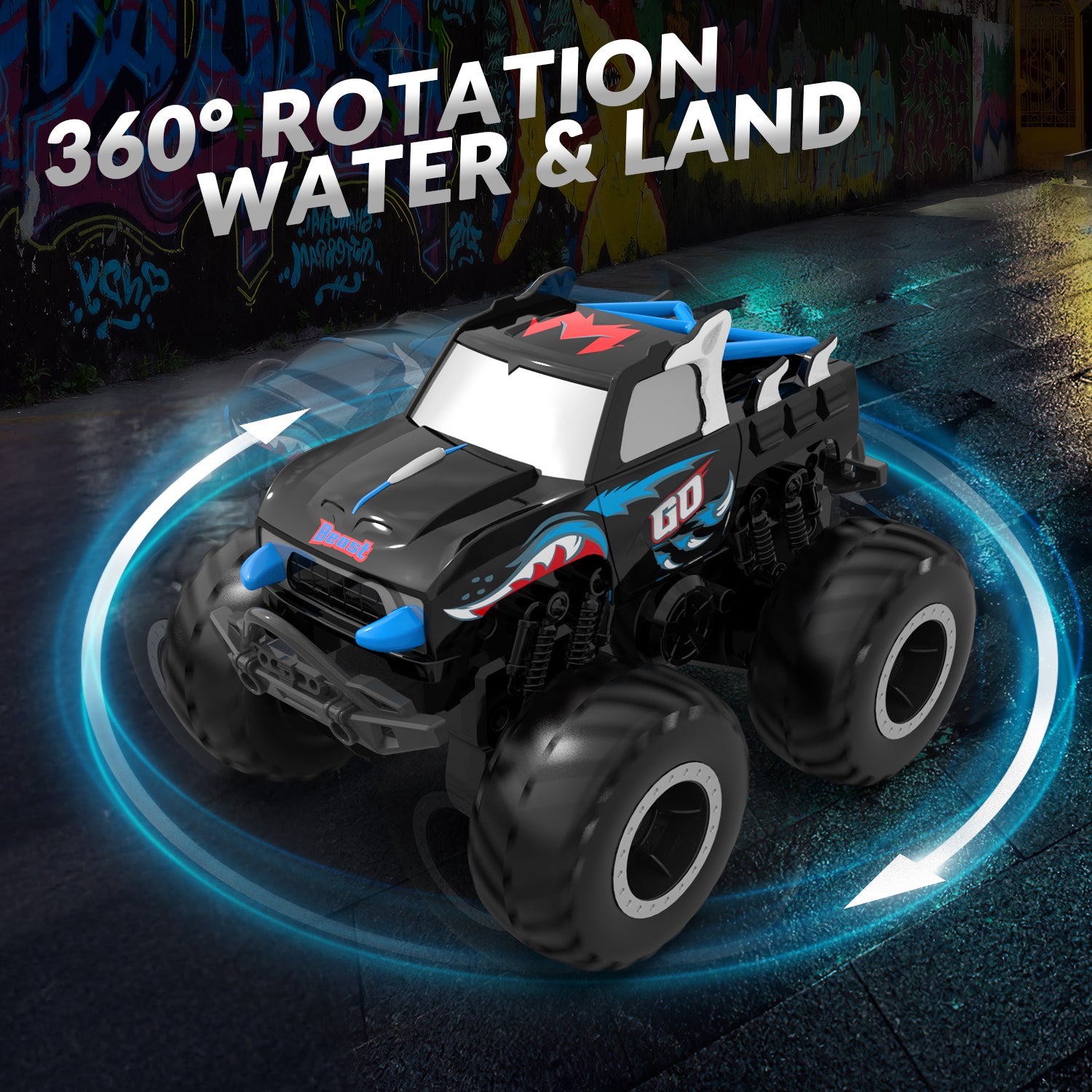 STEMTRON Amphibious Remote Control Car 1:20 All Terrain Off-Road Waterproof RC Monster Truck(Blue）-EXHOBBY LIMITED.