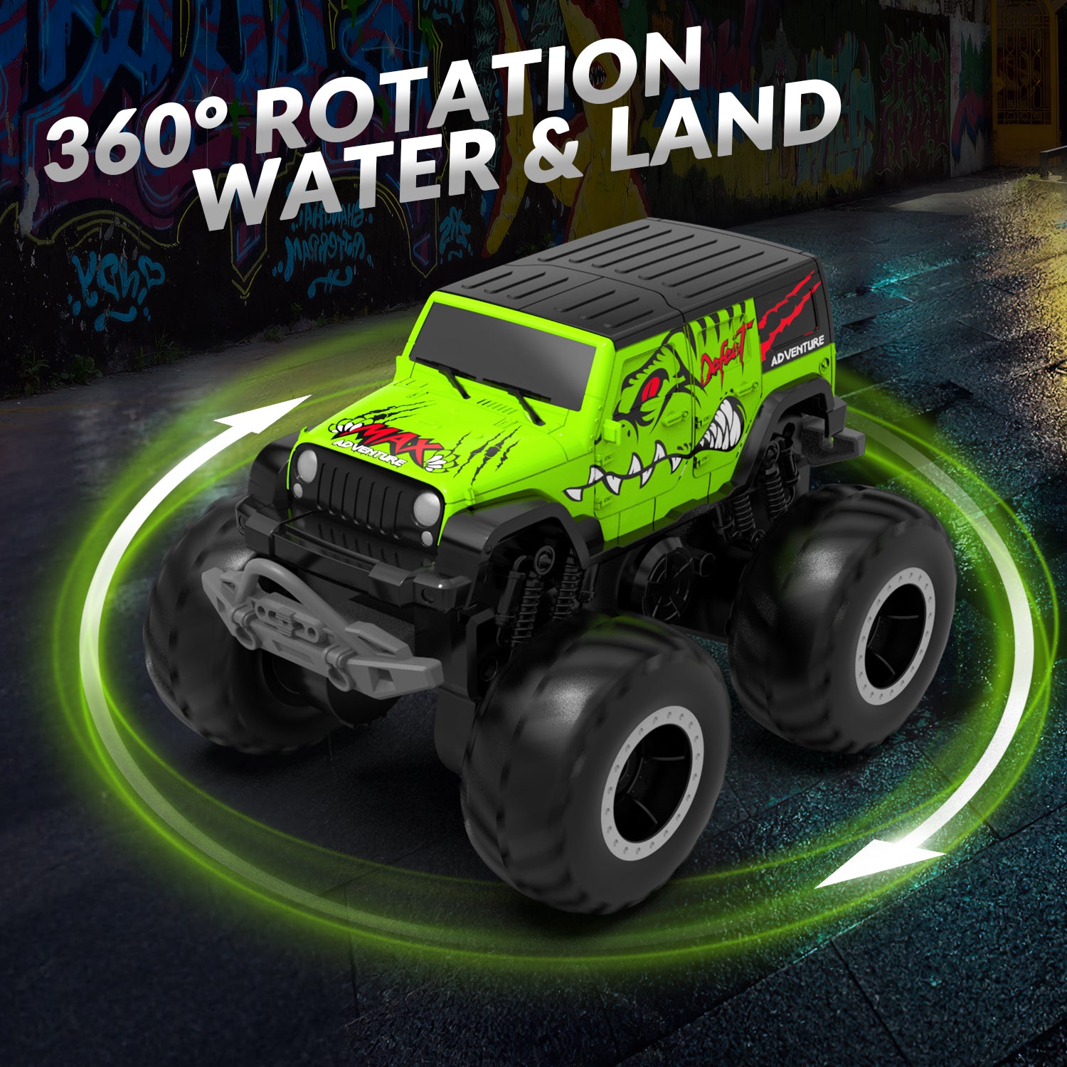 STEMTRON Amphibious Remote Control Car 1:20 All Terrain Off-Road Waterproof RC Monster Truck(Green)-EXHOBBY LIMITED.