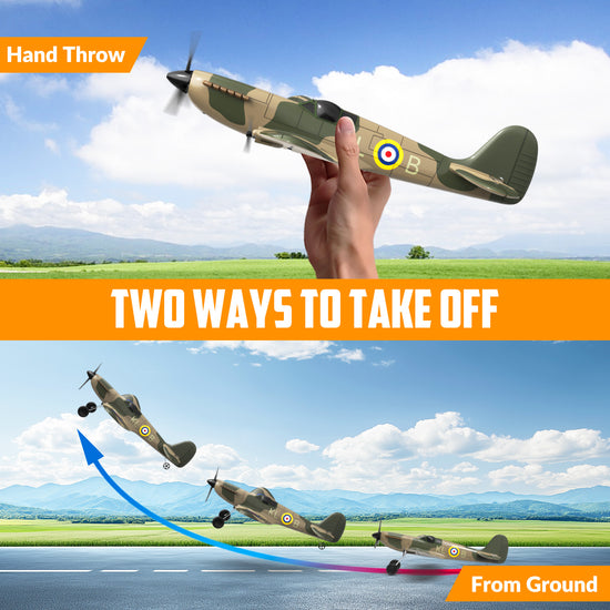 RC Plane 3 Channel  Fighter Spitfire with 6-axis Gyro, 2.4GHz 76205 RTF-EXHOBBY LIMITED.