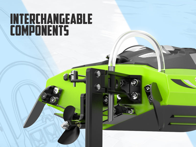 VOLANTEXRC Vector S Bateau RC à grande vitesse avec fonction de redressement automatique et de marche arrière pour piscine et lac (797-4 Vert)