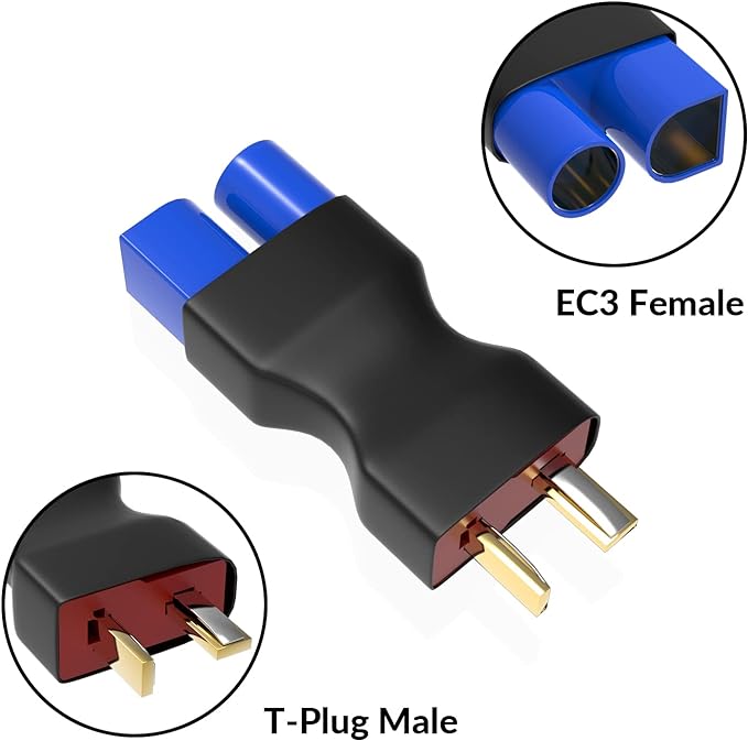 4pc T Plug Male to EC3 Female Adapter for RC Lipo Battery-EXHOBBY LIMITED.