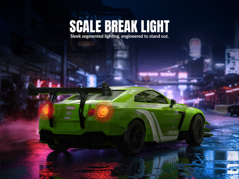 Race 1:20 RC Drift Car 4wd, lumière LED, 2 batteries, double moteur vert