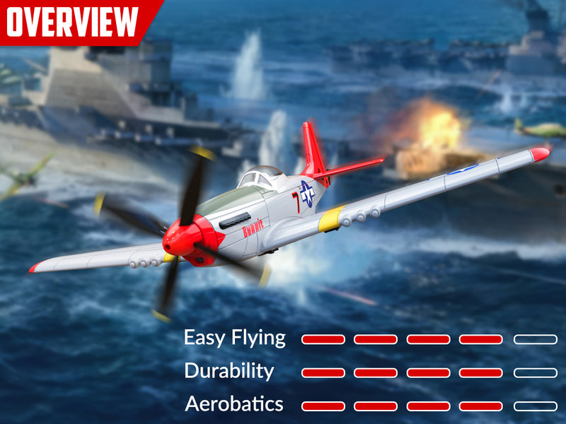 VOLANTEXRC Mustang P51 Red(RTF) 4CH 400mm For Beginner (15.7'') 76105