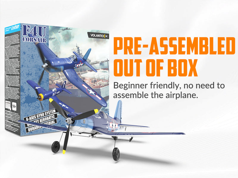 VOLANTEXRC Corsair F4U V2 (RTF) 4CH 400mm with One key Aerobatic (15.7'') 76108