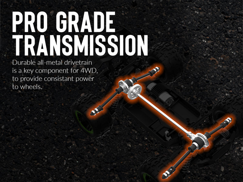 Racent 1:16 30MPH 4WD Off-Road RC Monster Truck Red (With Green Car Shell)