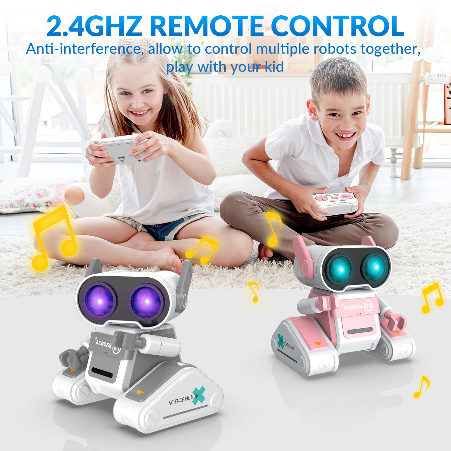 STEMTRON Rechargeable RC Robot Toys with Auto Demo, Dance Moves, Music for Kids (Grey)-EXHOBBY LIMITED.