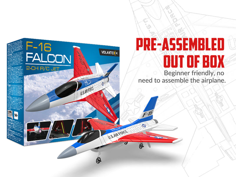 VOLANTEXRC F16 Falcon (RTF) 2CH 340mm pour enfants (13.4'') 76204