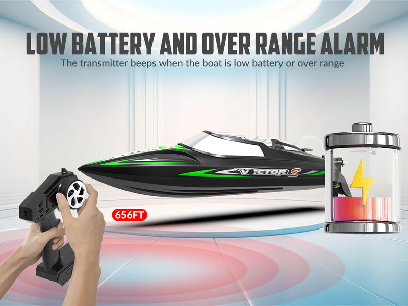 VOLANTEXRC Vector S Bateau RC à grande vitesse avec fonction de redressement automatique et d'inversion pour piscine et lac (797-4 Noir)