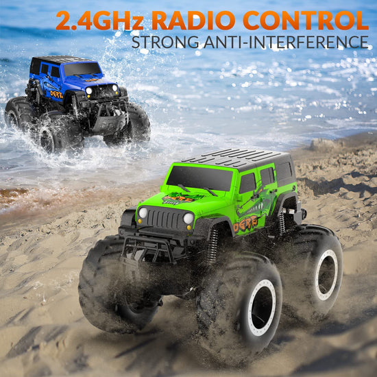 Amphibious Remote Control Car All Terrain Off-Road Waterproof RC Monster Truck for Kids (Green)-EXHOBBY LIMITED.