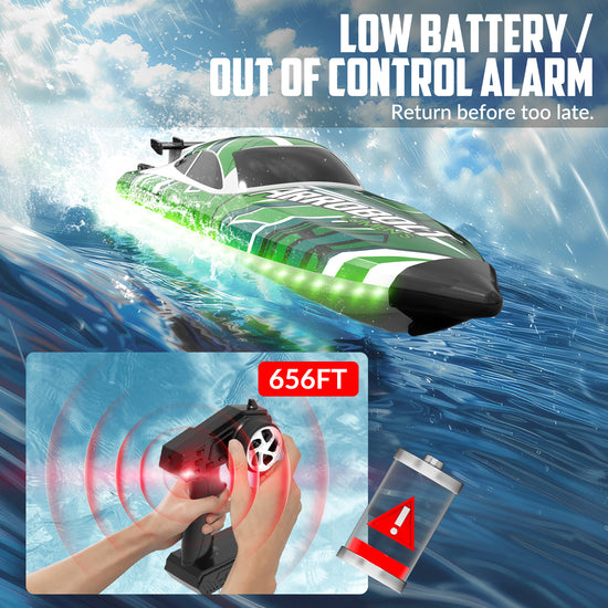 VOLANTEXRC Arrobolt Lumen S Brushless 35+MPH Full Proportional Boat GREEN (79706)-EXHOBBY LIMITED.