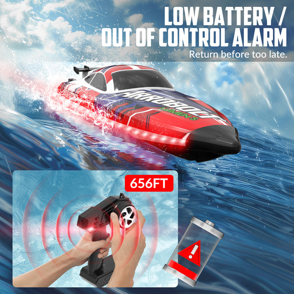 VOLANTEXRC Brushless 35+MPH Fast Remote Control Boat for Lakes RED (79706)