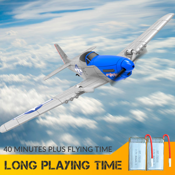 VOLANTEXRC P51D Mustang 2 Channels RC Beginner Airplane with Gyro Stabilizer Easy Fly