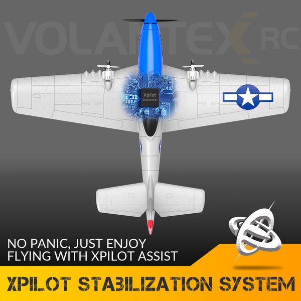 VOLANTEXRC P51D Mustang 2 canaux RC avion débutant avec stabilisateur gyroscopique Easy Fly