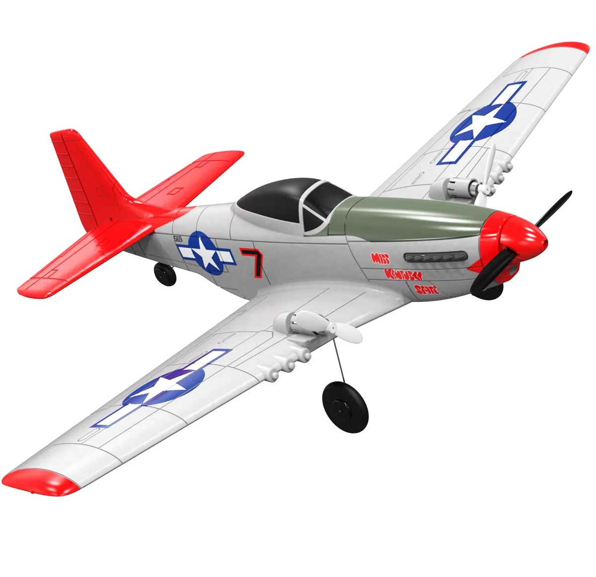 VOLANTEXRC Mustang P51D 2ch Beginner RC Airplane for kids Gyro Stabilizer Easy Fly
