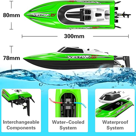 Pool Boat with powerful motor, VOLANTEXRC branding for quality, Vector XS design for speed