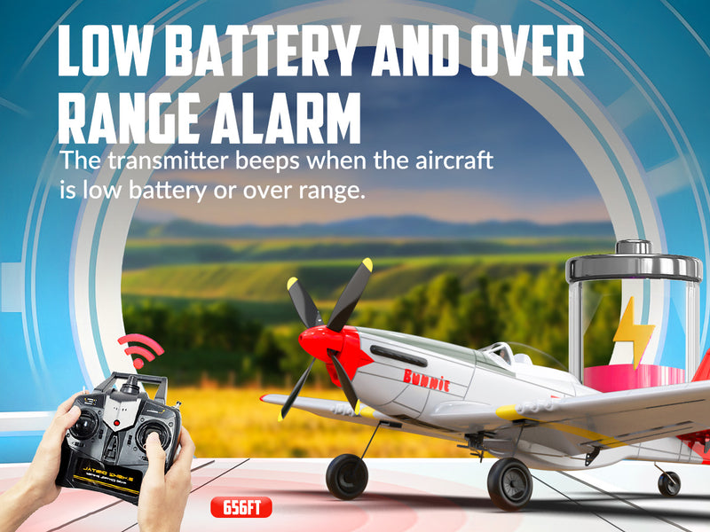 VOLANTEXRC Mustang P51 Red(RTF) 4CH 400mm For Beginner (15.7'') 76105