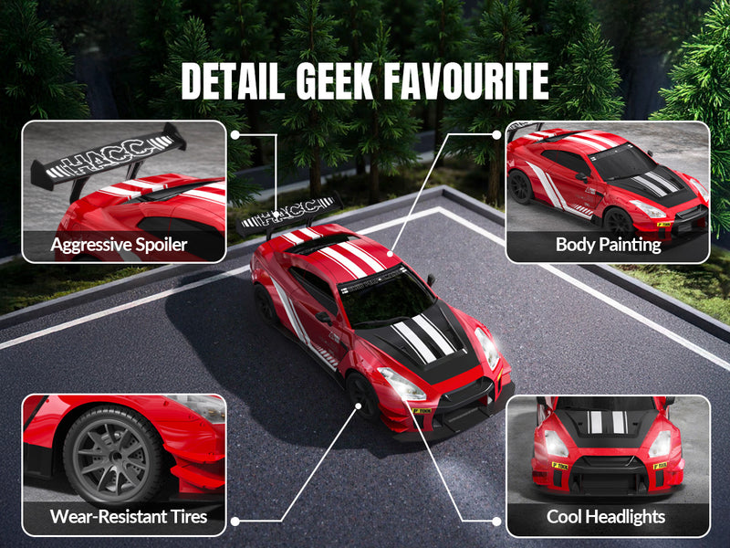 Race 1:20 RC Drift Car 4wd, 2 batteries, double moteur rouge