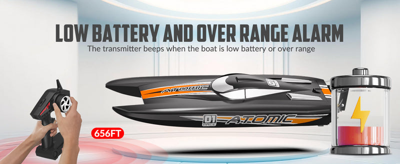 VOLANTEXRC Atomic Brushless High Speed Racing RC Catamaran Boat 40mph Fast ABS Unibody Hull