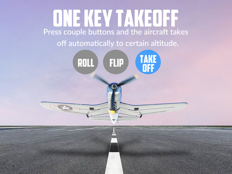 VOLANTEXRC Corsair F4U V2 (RTF) 4CH 400mm with One key Aerobatic (15.7'') 76108