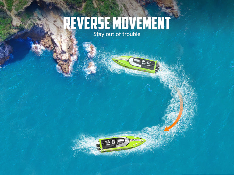 VOLANTEXRC Vector S Bateau RC à grande vitesse avec fonction de redressement automatique et de marche arrière pour piscine et lac (797-4 Vert)