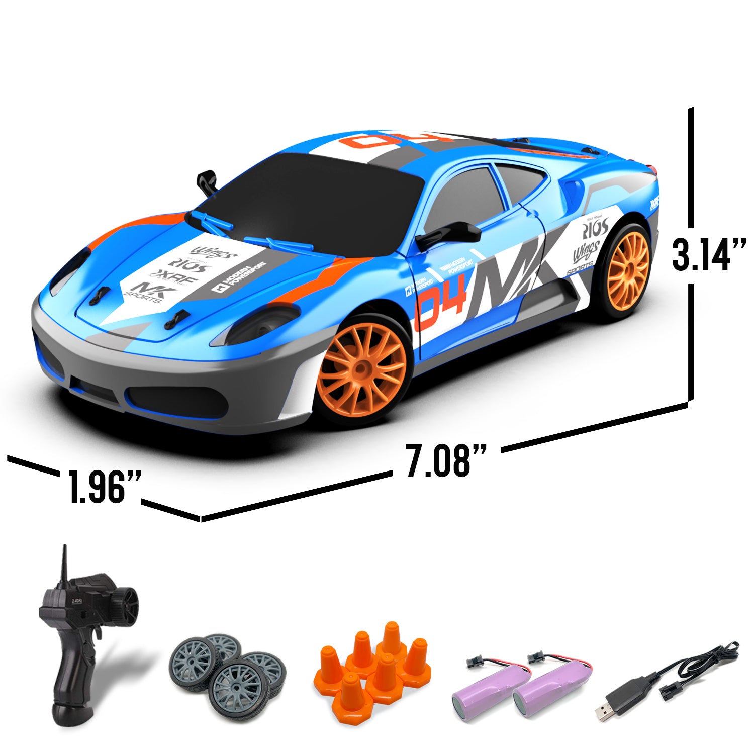 RACENT Speedster: 1:24 RC Car, 10MPH, LED, Drift Wheels-EXHOBBY LIMITED.