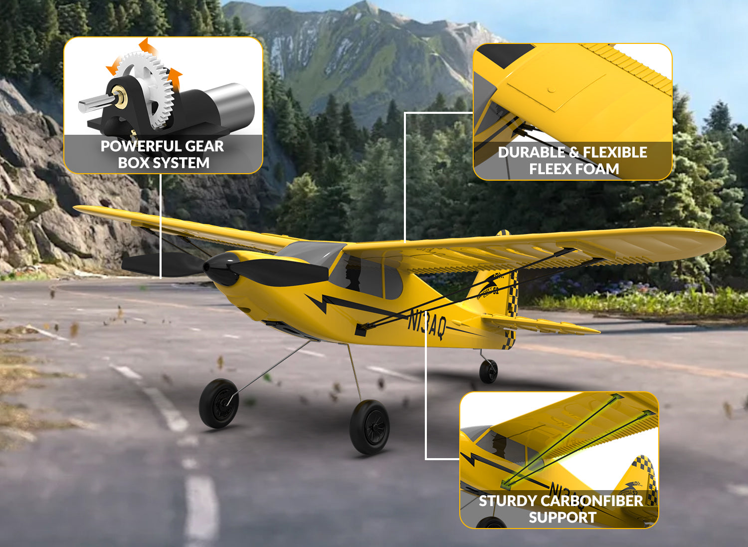 VOLANTEXRC 3CH Sport Cub S2 Avion télécommandé pour débutants avec stabilisateur Xpilot Easy to Fly (761-14) RTF