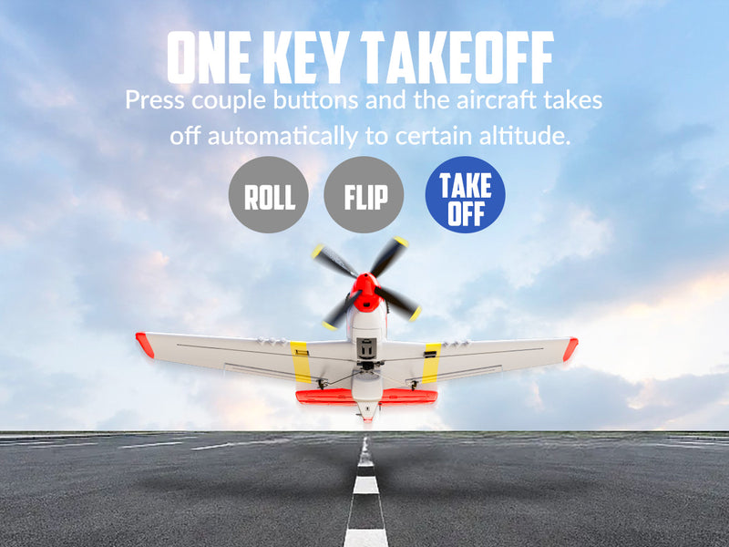 VOLANTEXRC Mustang P51 Red(RTF) 4CH 400mm For Beginner (15.7'') 76105