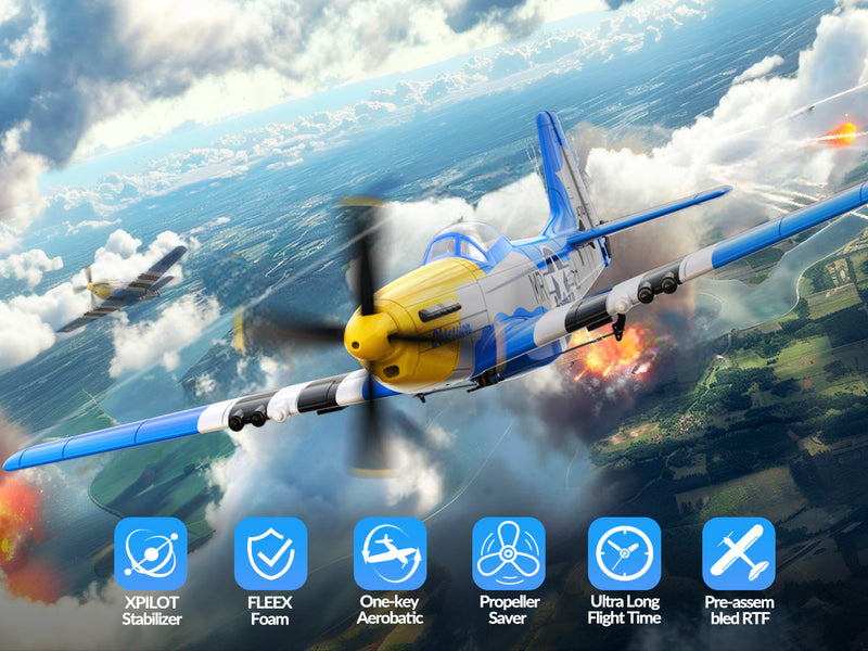 VOLANTEXRC Mustang P51 (RTF) 4CH 400mm avec Gyroscope (15.7'') 76105