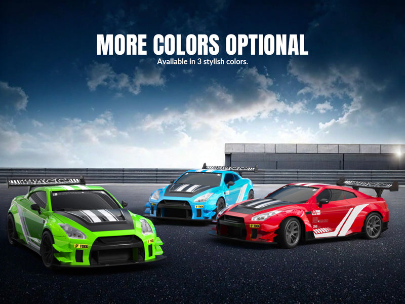 Race 1:20 RC Drift Car 4wd, lumière LED, 2 batteries, double moteur vert