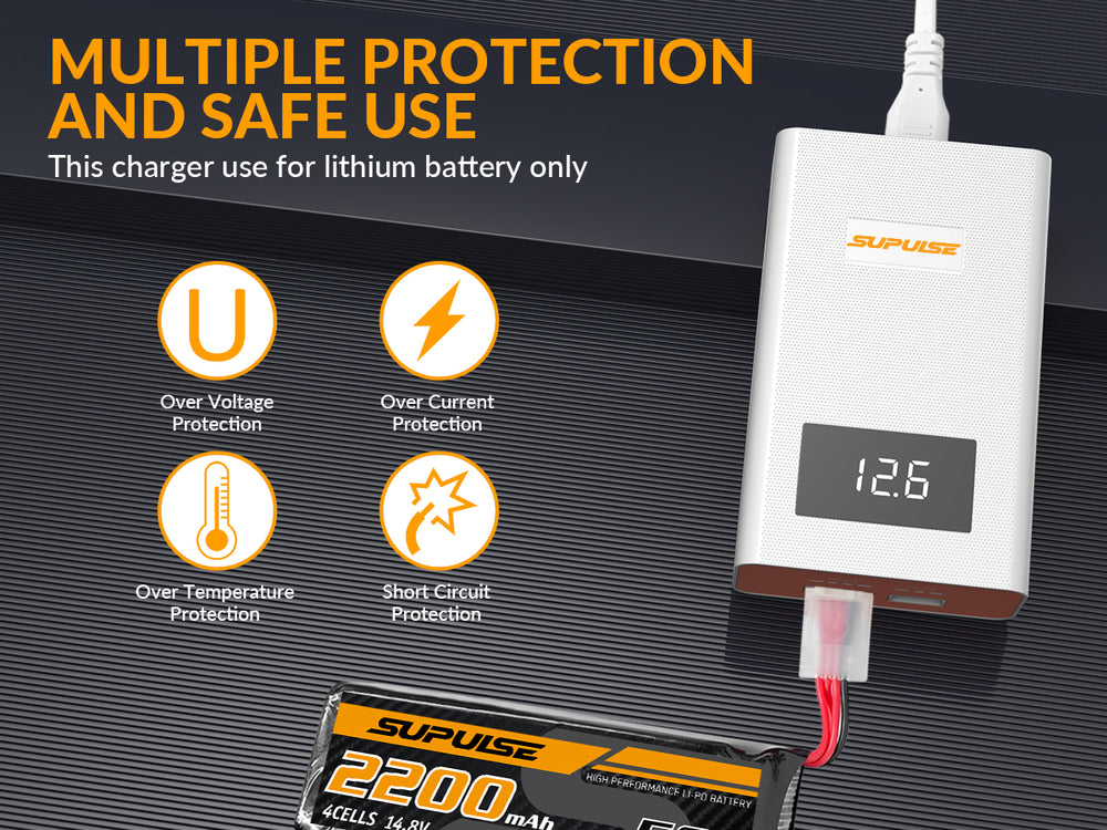SUPULSE A4 Lipo Balance Charger - 40W, 3S-4S, AC 11.1V/14.8V Quick Charge