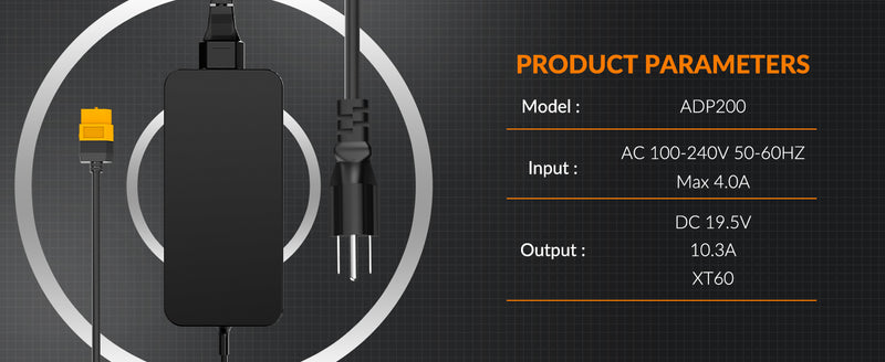 SUPULSE ADP200 200W XT60 Plug Power Adapter 19.5V Output AC 100-240V 50/60Hz for Planes