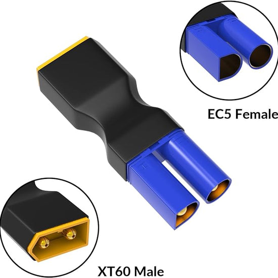 4pc XT60 to EC5 Connector Adapters for RC LiPo Batteries-EXHOBBY LIMITED.