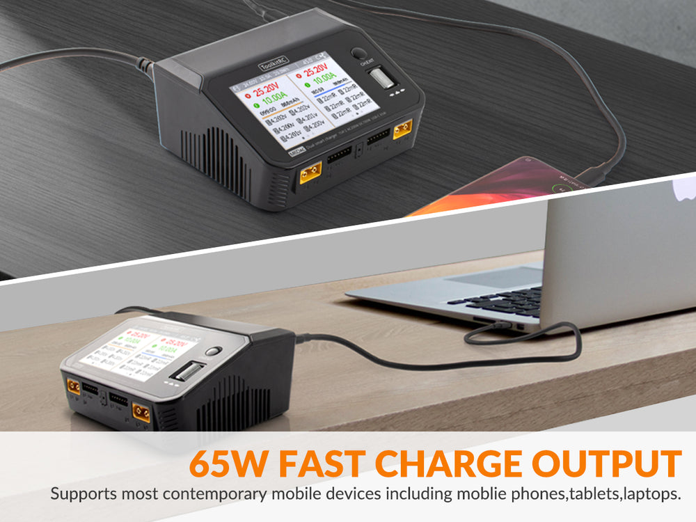 SUPULSE M6DAC Dual Battery Balance Charger AC200W,1-6S LiPo/LiHV/LiFe/LiIon,1-10S PB,1-16S NiMh,65W Fast Charging