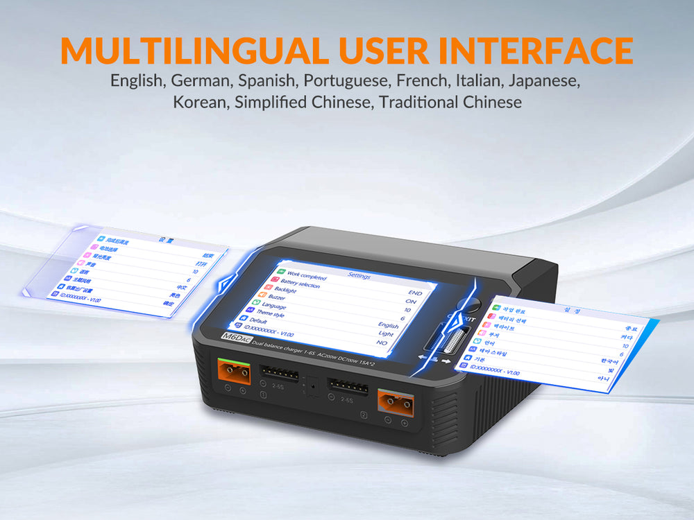 SUPULSE M6DAC Dual Battery Balance Charger AC200W,1-6S LiPo/LiHV/LiFe/LiIon,1-10S PB,1-16S NiMh,65W Fast Charging