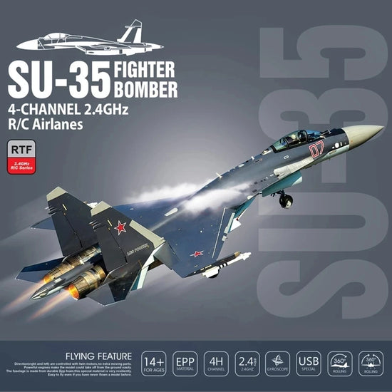 BBSONG SU-35 Stunt RC Plane For Adult 2.4G 4CH RC Fighter 360° Flip-Roll Six-Axis-EXHOBBY LIMITED.