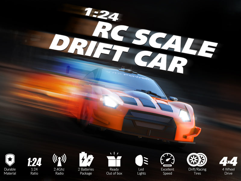 RACENT Blaze Racer: 1:24 Scale RC, 10MPH, LEDs, Drift