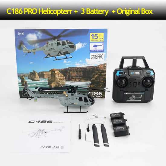 C186 PRO RC Helicopter 2.4G 4 Channel 4 Propellers 6 Axis Electronic Gyroscope for Stabilization Remote Control RC Toys-EXHOBBY LIMITED.